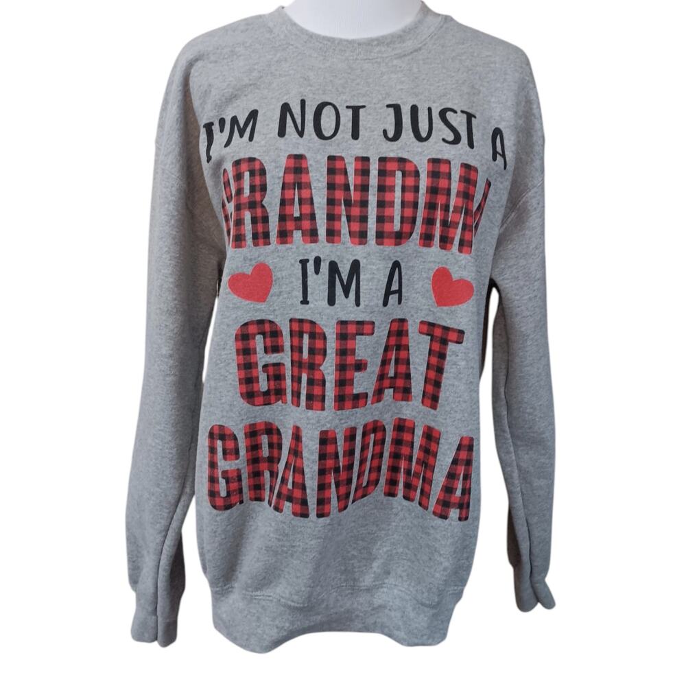 Great Grandma Sweatshirt Heavy Blend MED Gray Red Black Plaid Granny Grandmother